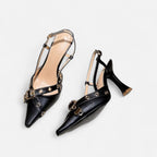 Lanemont's Boutique | Cross Strap Belt Buckle Stiletto Heels