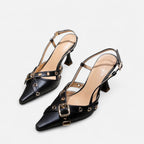 Lanemont's Boutique | Cross Strap Belt Buckle Stiletto Heels