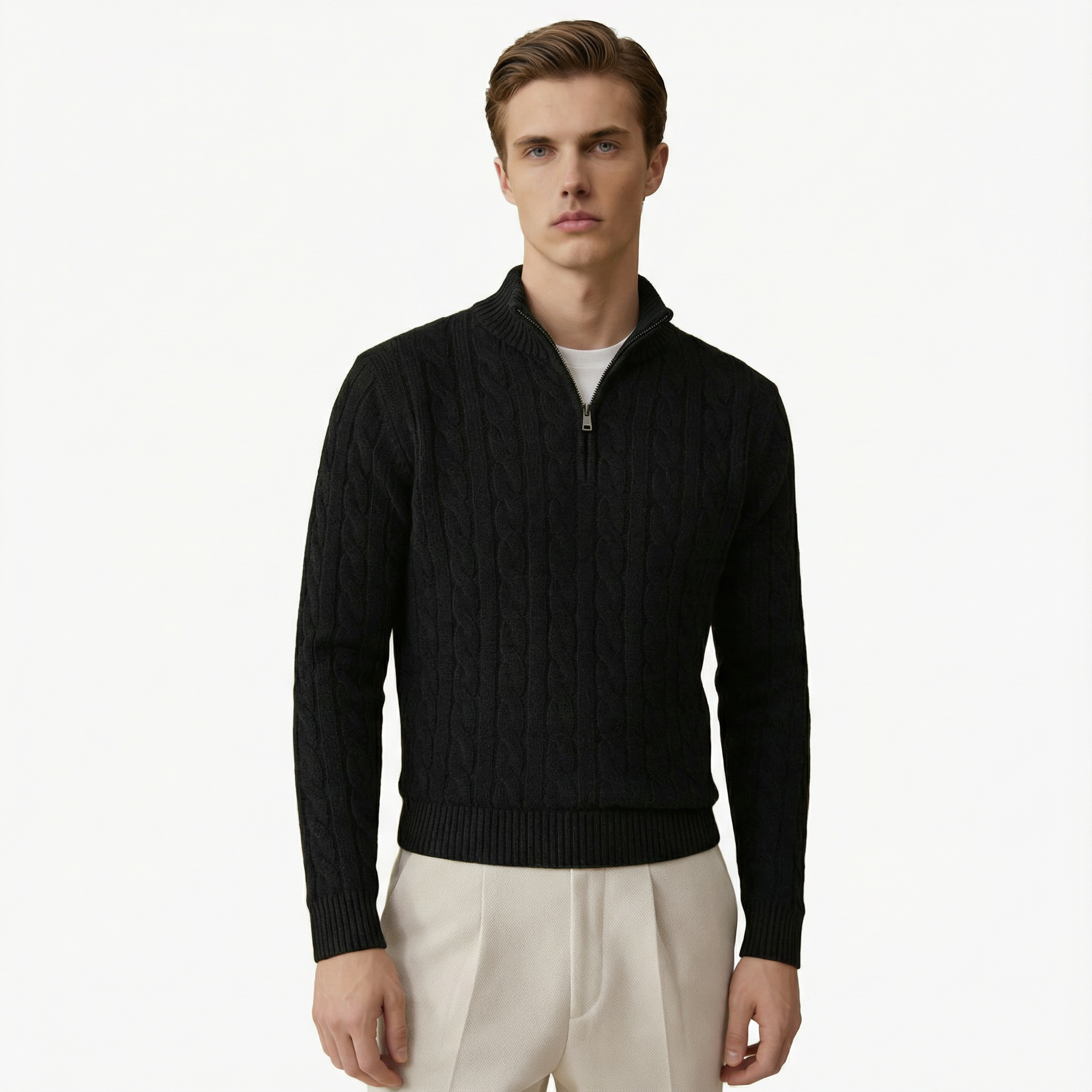 Lanemont's Boutique | Men’s Cable-Knit Half Zip Sweater