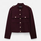 Lanemont's Boutique | Women’s Burgundy Military-Style Cropped Jacket