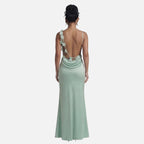 Lanemont's Boutiuqe | Women's Maxi Dress with Draped Neckline and Floral Backstraps