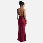 Lanemont's Boutiuqe | Women's Maxi Dress with Draped Neckline and Floral Backstraps