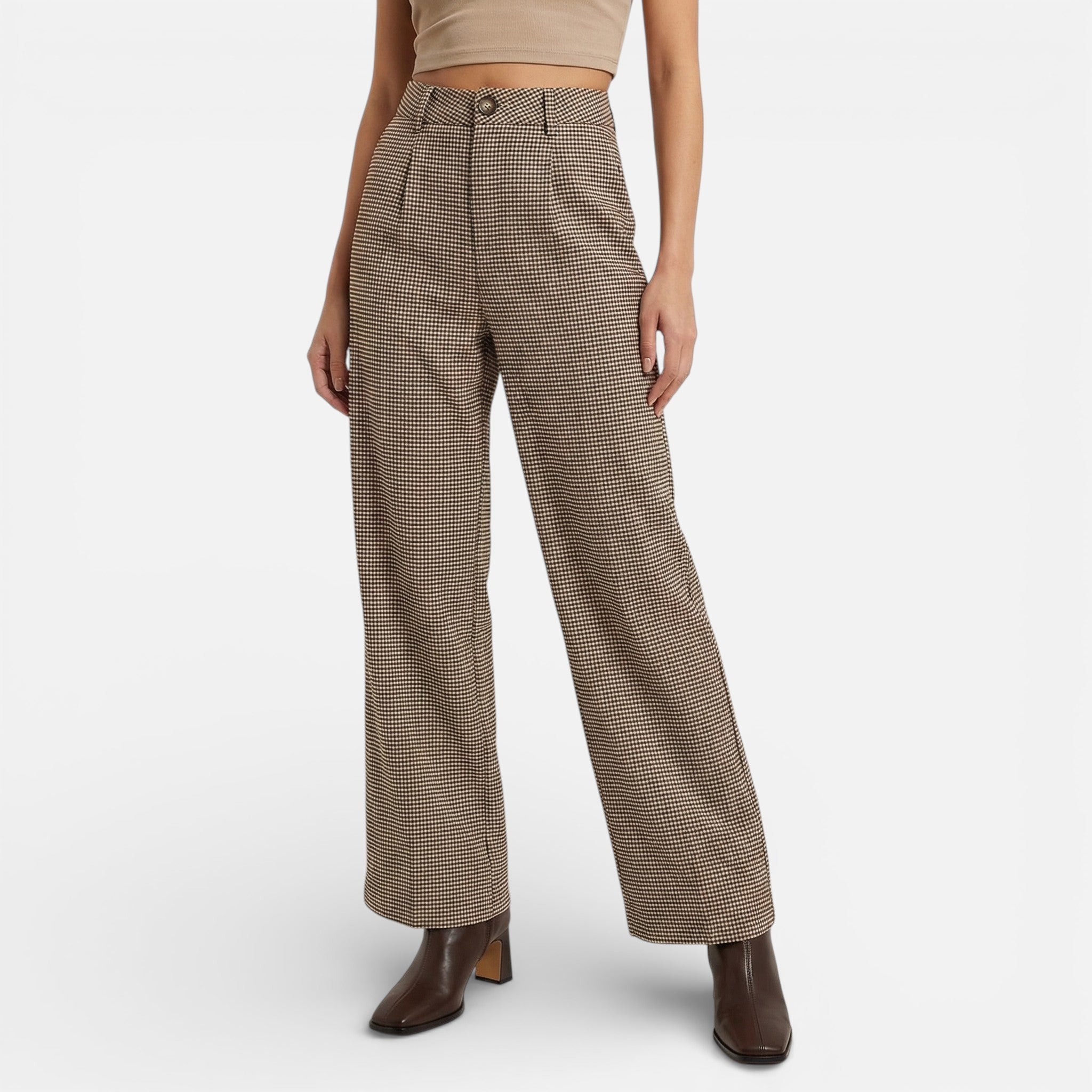 Lanemont's Boutique | Women's Plaid High Waste Wide Leg Trousers