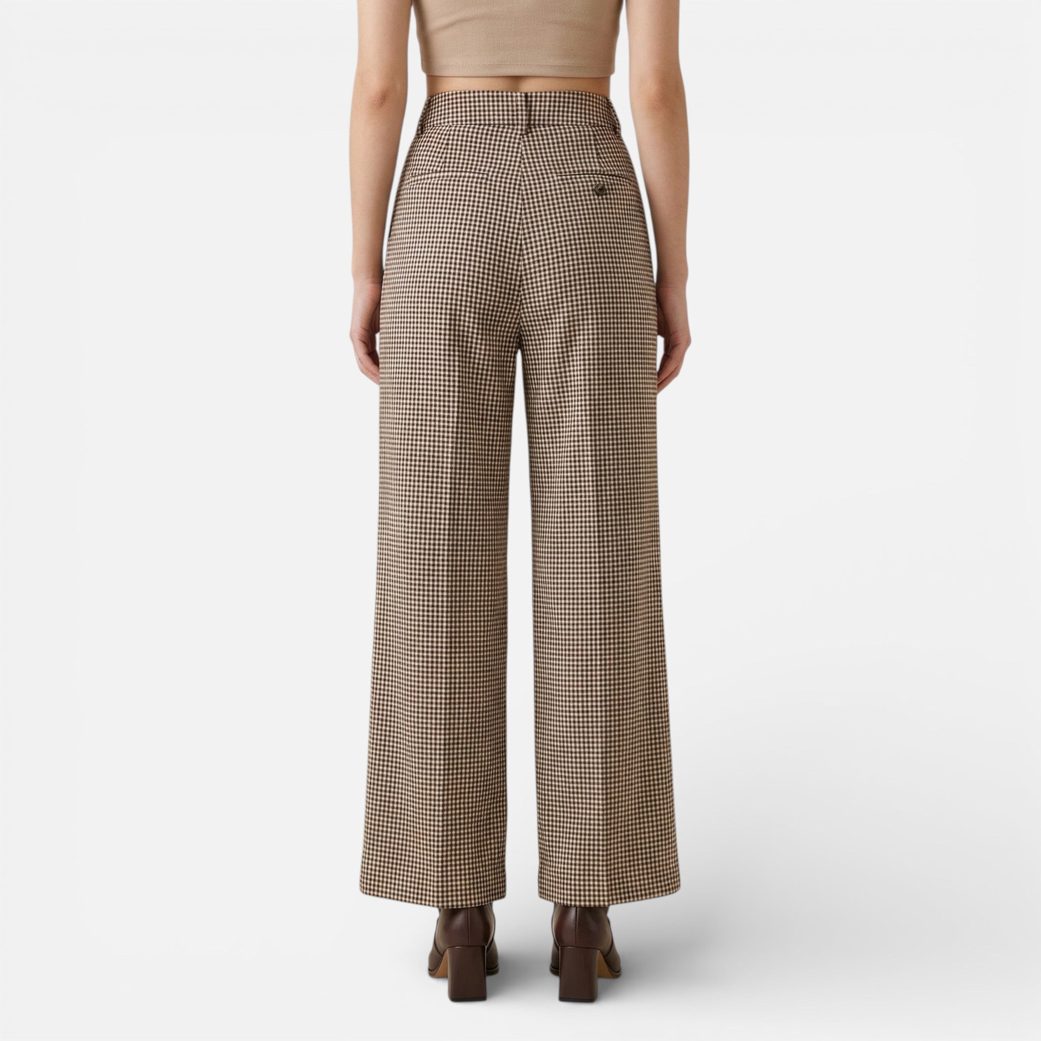 Lanemont's Boutique | Women's Plaid High Waste Wide Leg Trousers